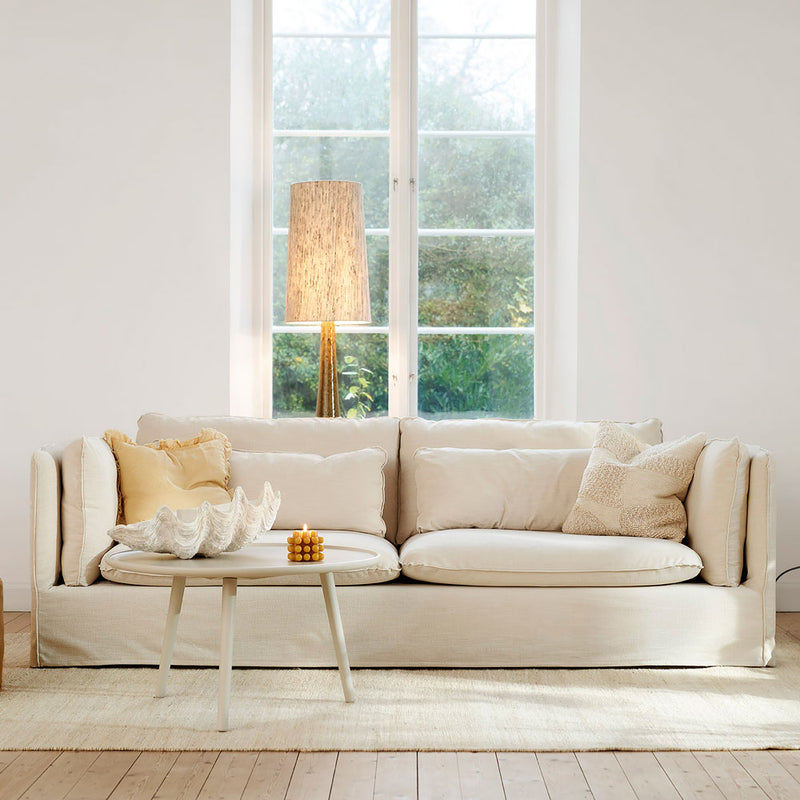 Lars sofa cream timber fabric + valance