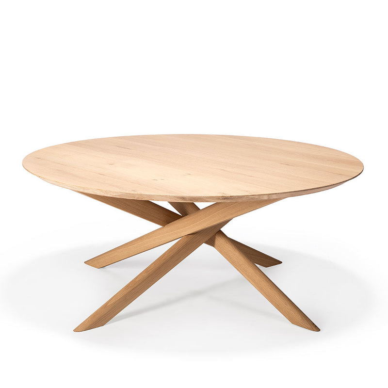 elements oval solid oak coffee table with crossed legs