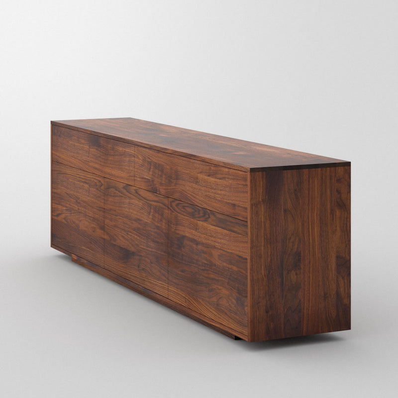 Linn sideboard with flat handle less front. two drawers over three doors-dark walnut