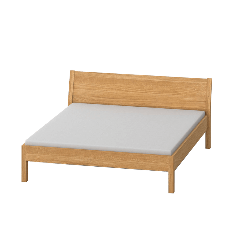Oak double bed with angled headboard