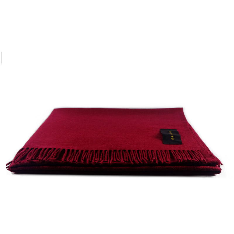 Wool Throw - Berry Red