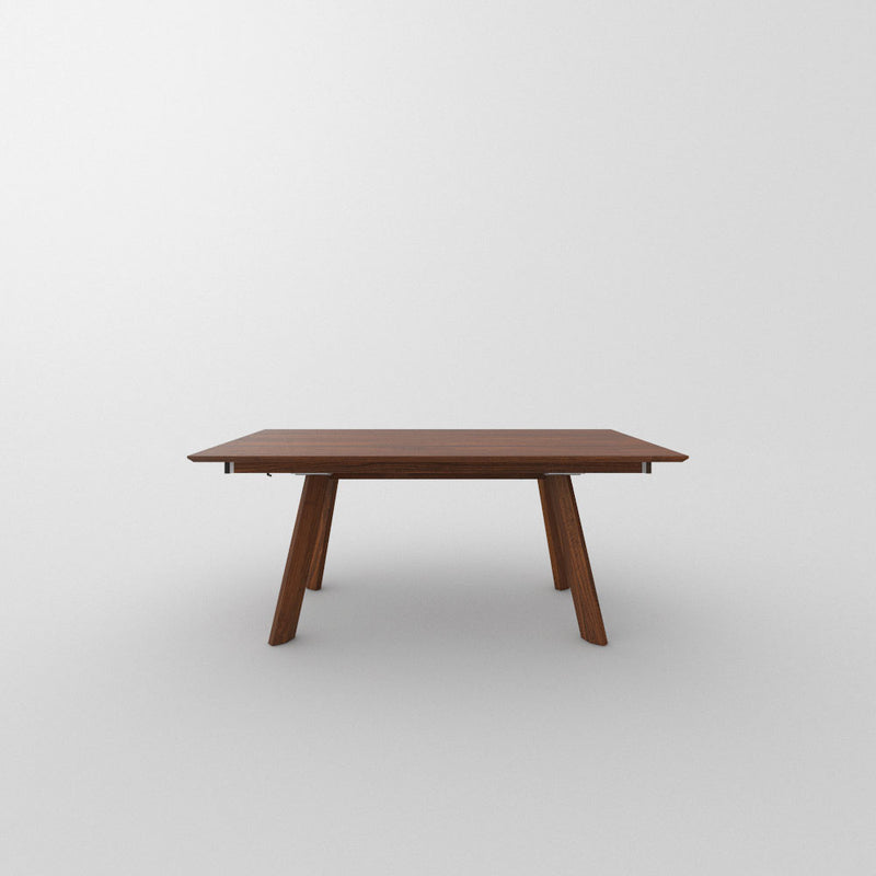 walnut extending table closed from the side