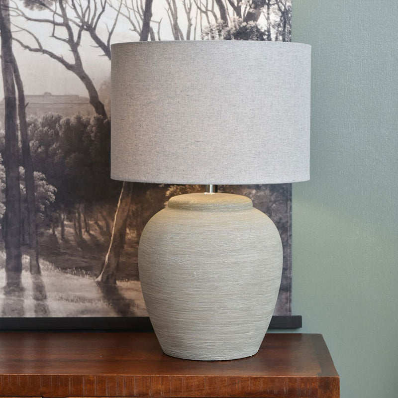 Grey Etched Ceramic Lamp