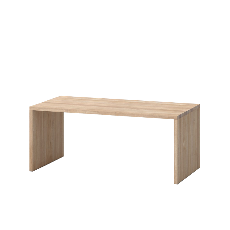 Maya oak table in light oak, simple up and over design, flat sides and top