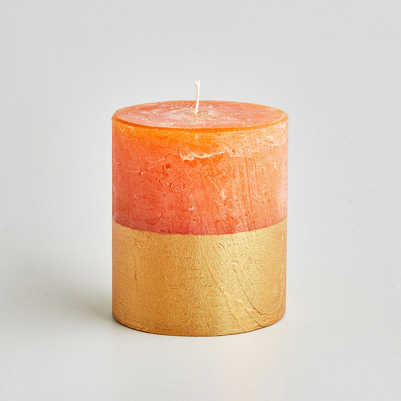 Orange & Cinnamon Gold Dipped Pillar Candle
