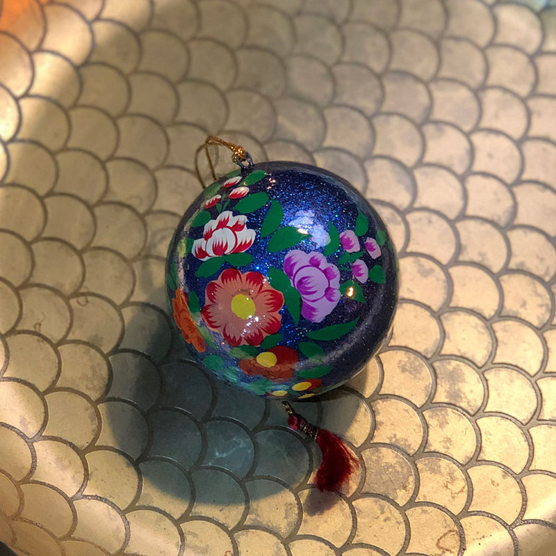 Spotted Black Handpainted Bauble