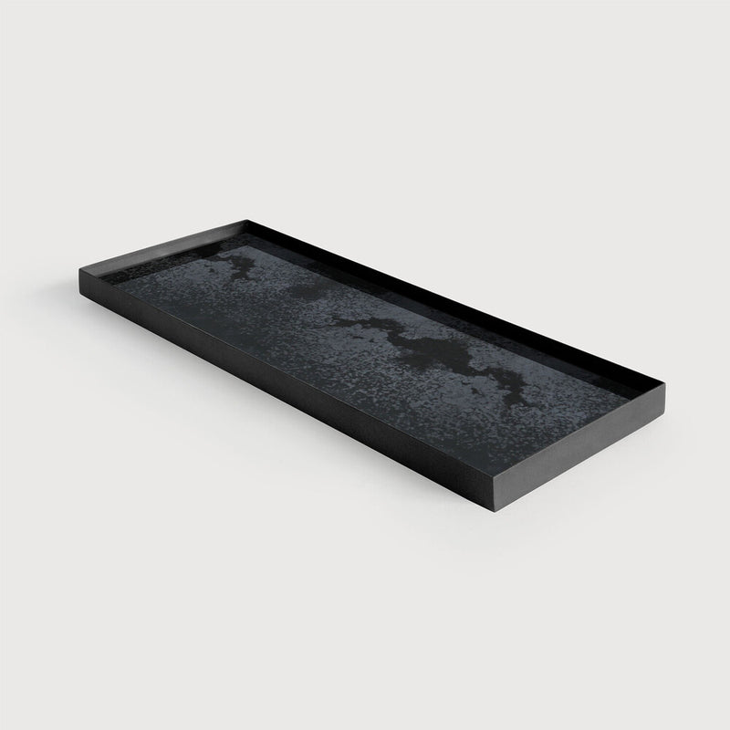 Ethnicraft charcoal large rectangular valet tray on a light grey background