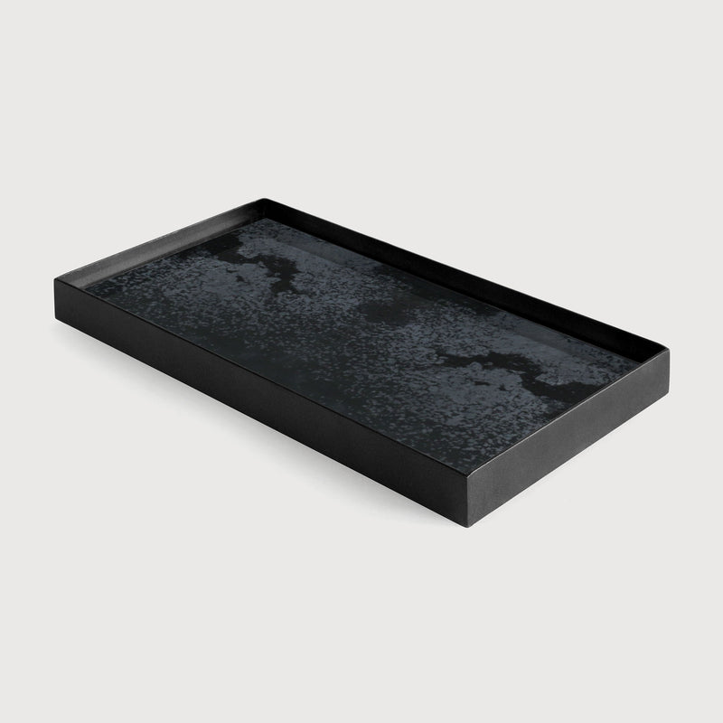 Ethnicraft charcoal rectangular valet tray on a light grey background