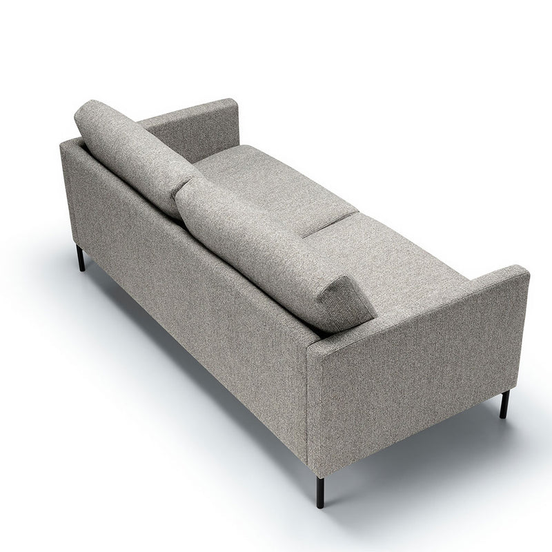 anders 2.5 seat sofa rear view - sneak fabric light grey - black metal leg