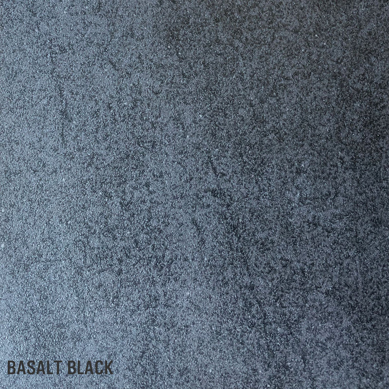 Colour sample of BASALT ceramic, a mottled dark grey/black