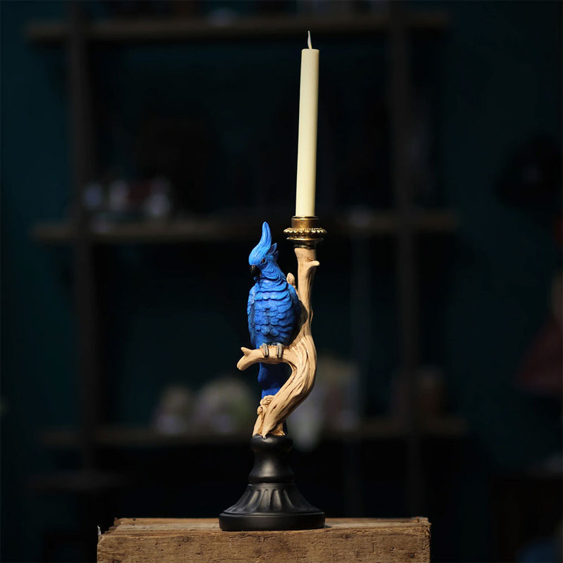 Blue Cockatoo Candlestick