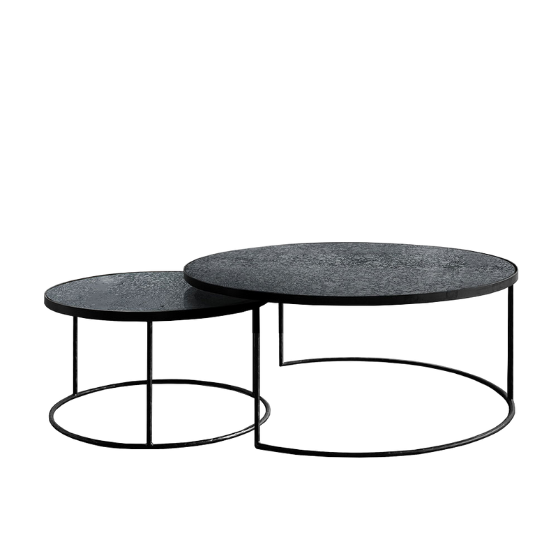 Charcoal Aged Mirror Nesting Coffee Tables