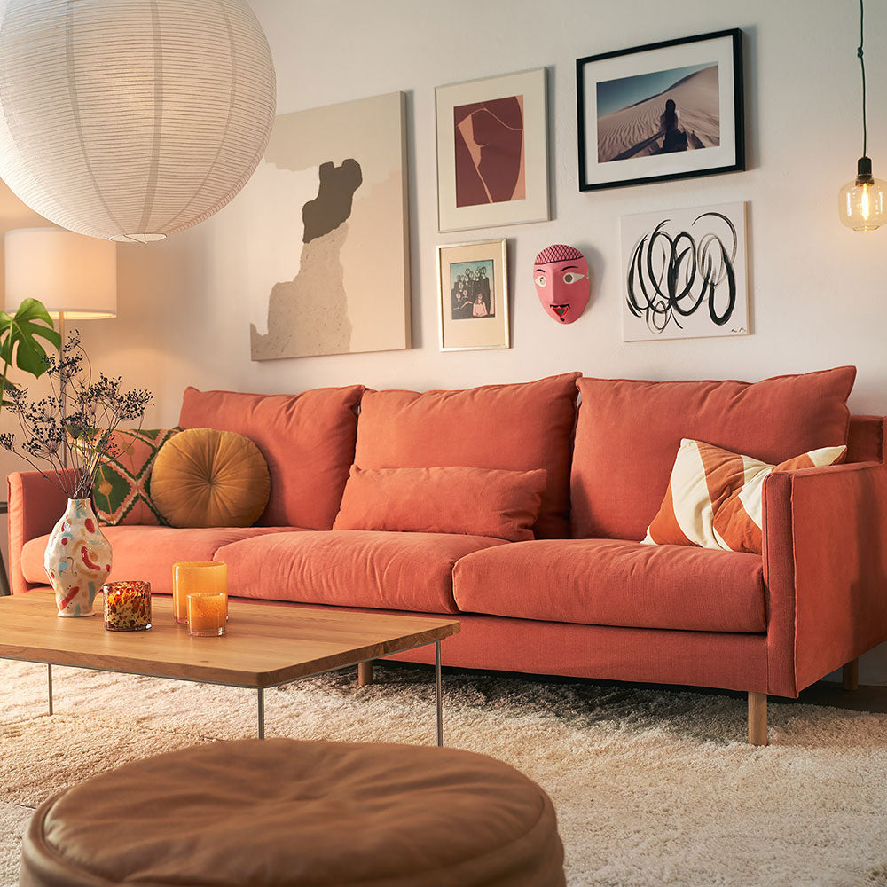Coral Sofa with wooden leg