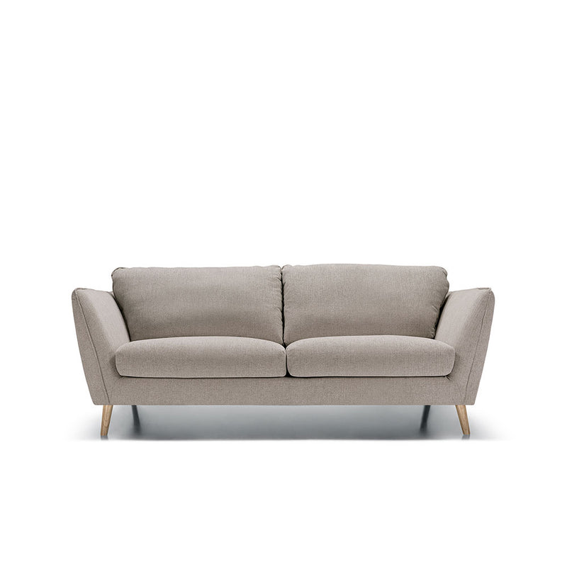 sits stella 2 seater sofa in king light grey fabric, wood angle leg