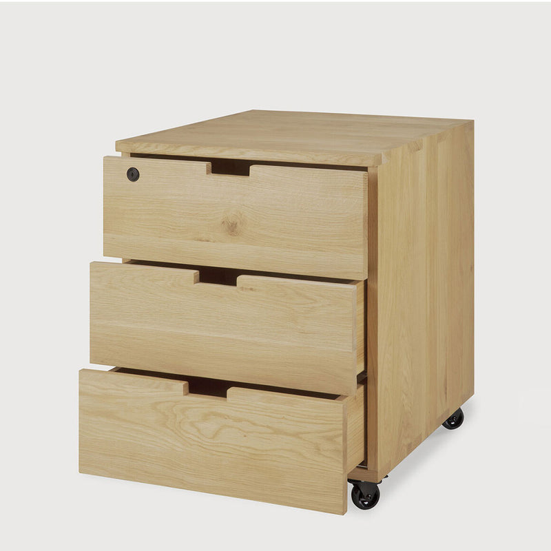 Oak Mobile Desk Storage Drawers