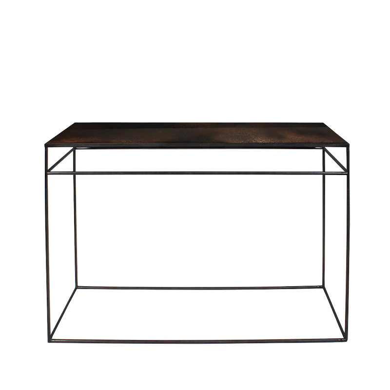 Aged Mirror Console Table-Bronze-Copper
