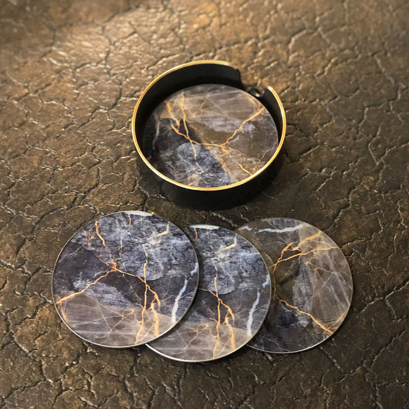 Midnight Marble Glass Coasters