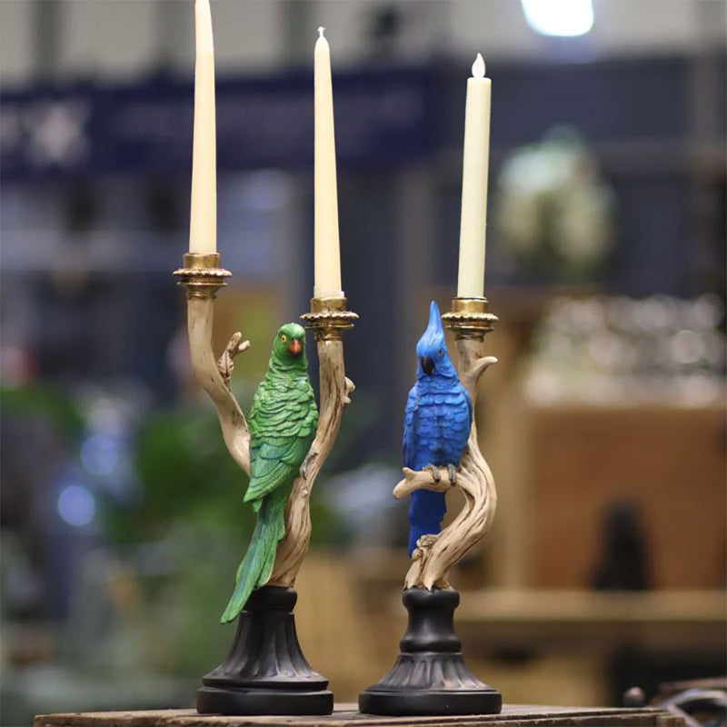 Blue Cockatoo Candlestick