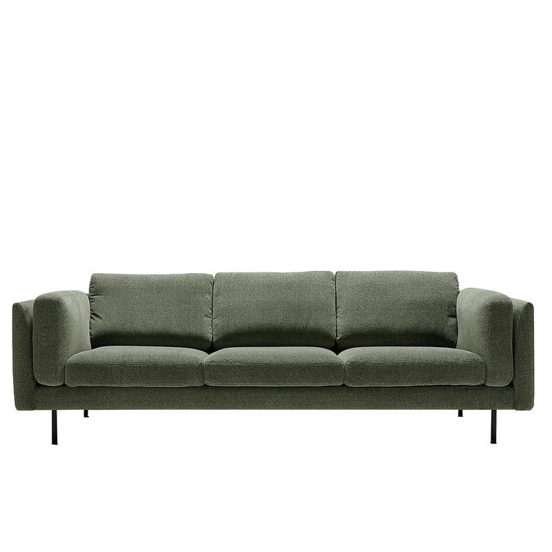 sigfrid 3.5 seat sofa stipa fabric green, black metal leg