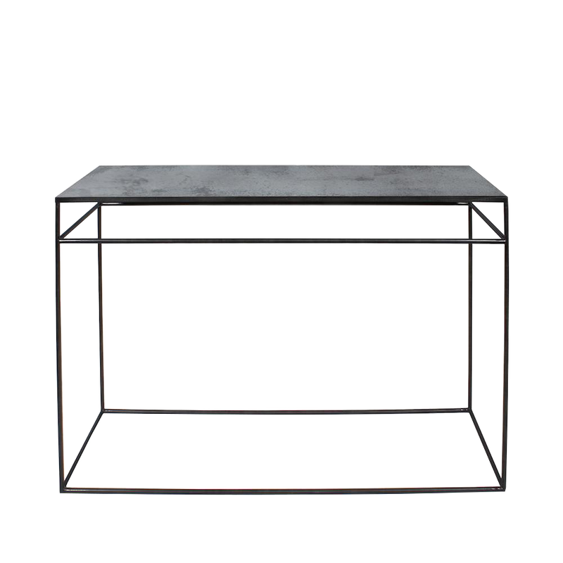 Aged Mirror Console Table-Charcoal
