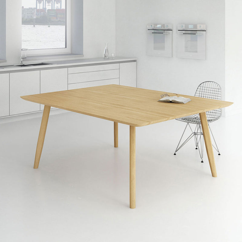 atlas oak table in white kitchen with dining chair