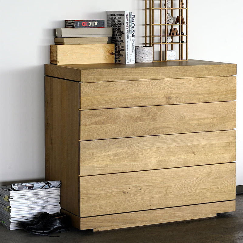 styled on the bedroom, chest has a flat solid wood top.