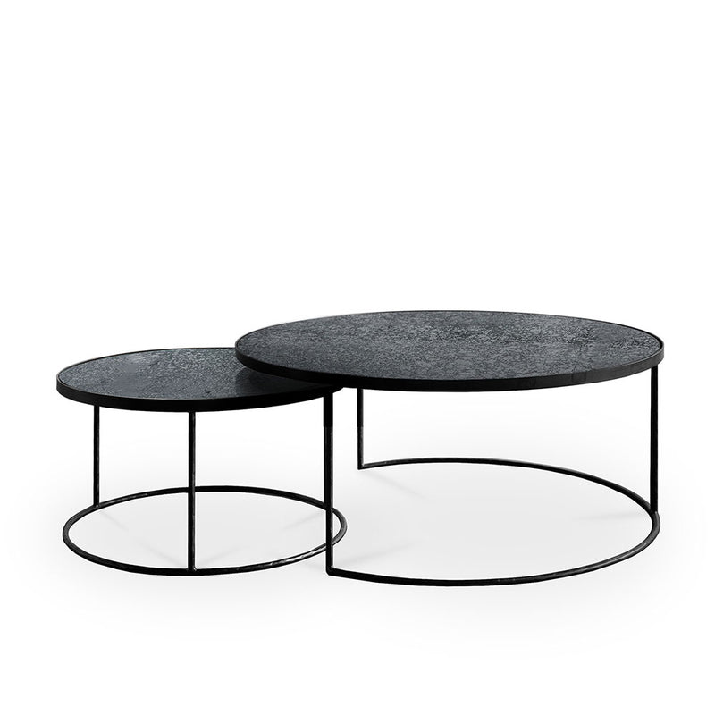 Charcoal Aged Mirror Nesting Coffee Tables