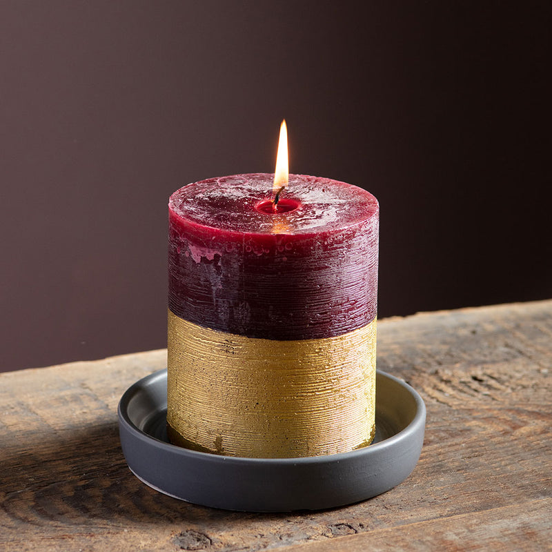 Figgy Pudding Gold Dipped Pillar Candle