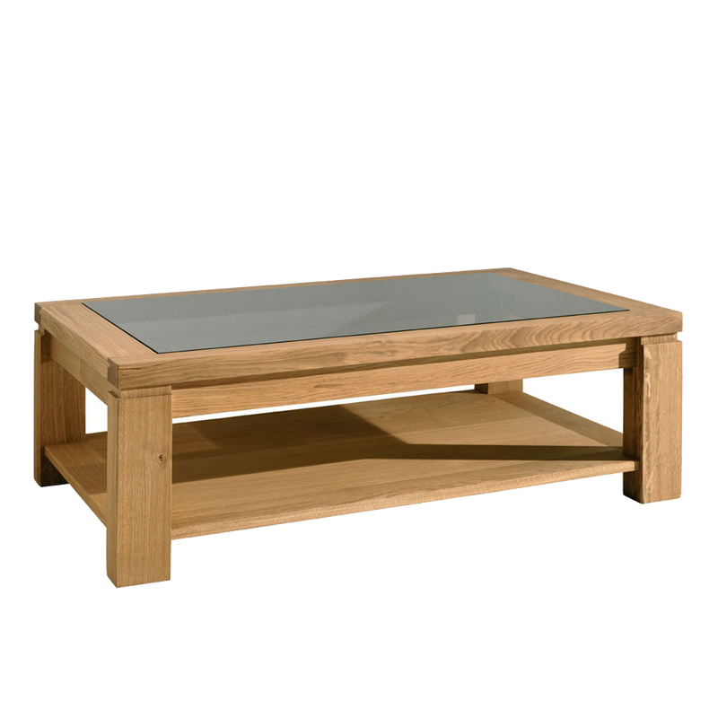EOS Oak Coffee Table With Glass Top