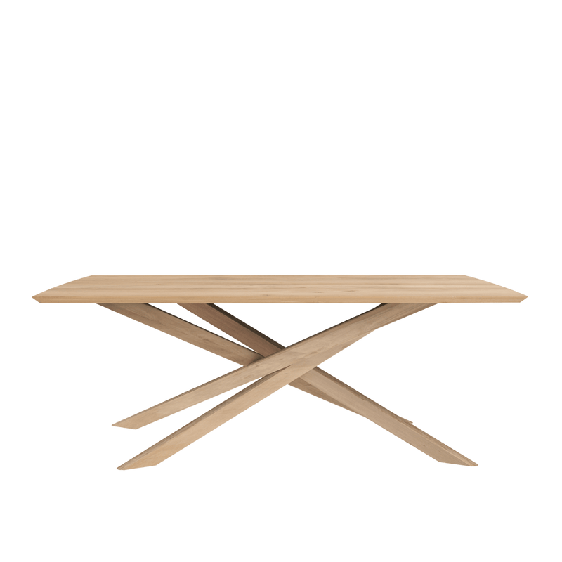elements  solid oak dining table with crossed  legs