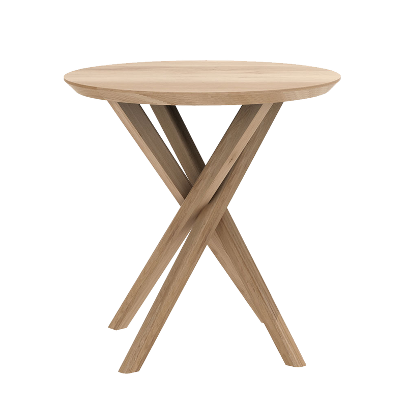 elements  solid oak side table with crossed  legs