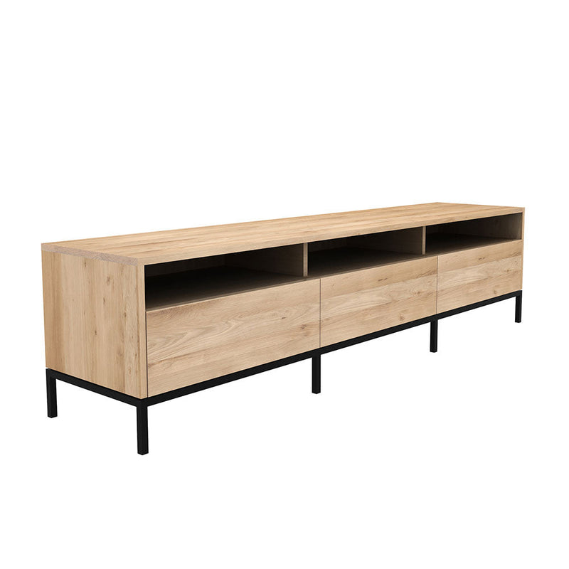 three drawer width option side view, flat front drawers no handles