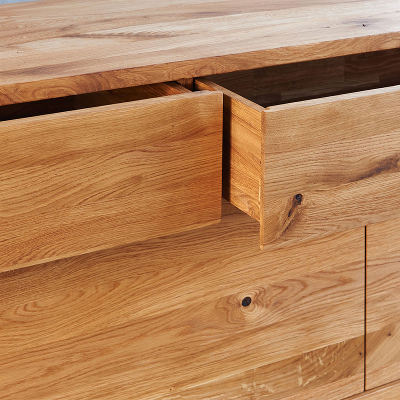 Sideboard opening action, simply push to open and close the doors and drawers
