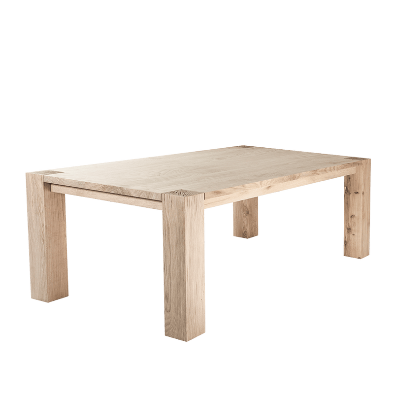 manor dining table with solid 12cm legs and character splitting on the legs
