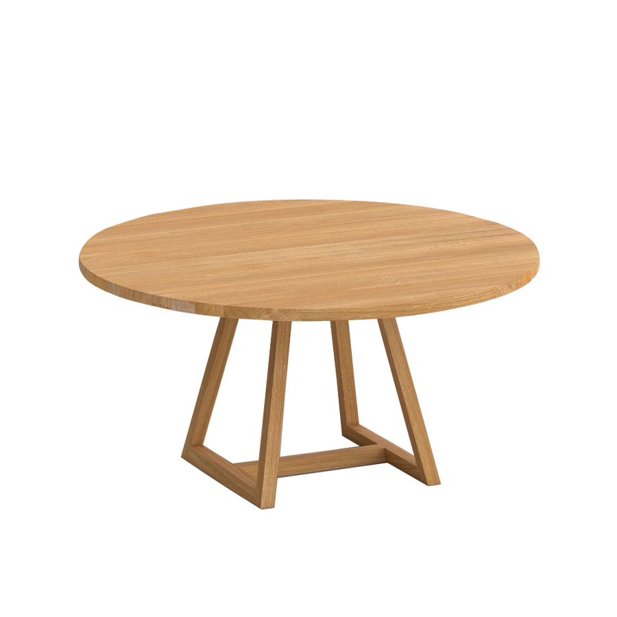 Round solid timber dining table deals