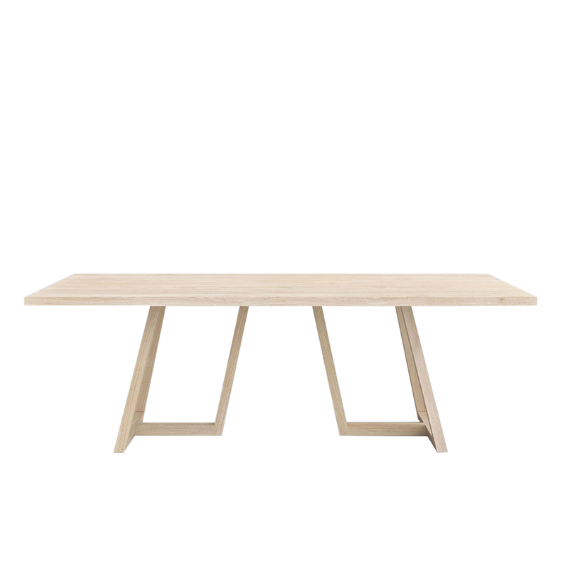 margo oak dining table in white oil with 2 oak frame legs