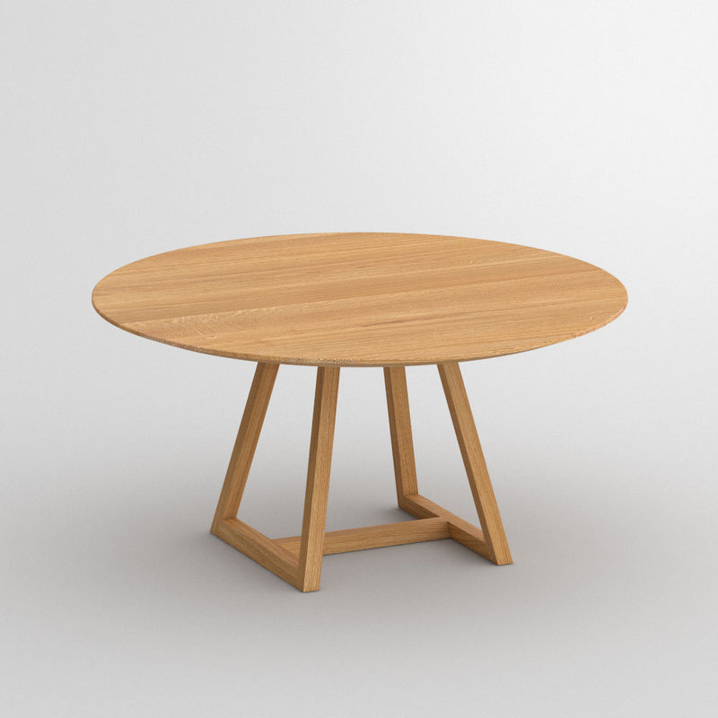 round oak dining table with frame base