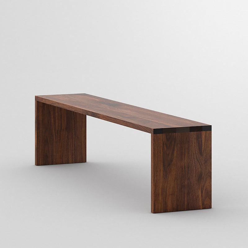 maya bench in Walnut, shows the flush sides and top