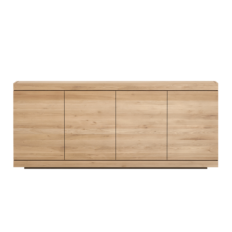 BGR oak sideboard, handle less flat front , four doors wide.