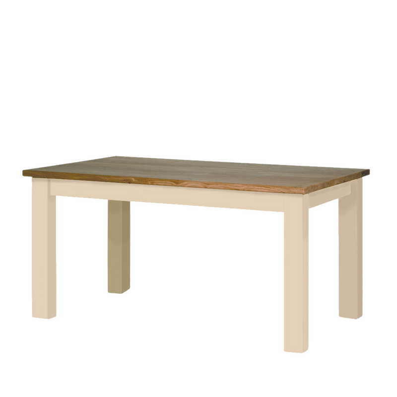 provence Oak table with painted cream straight legs 