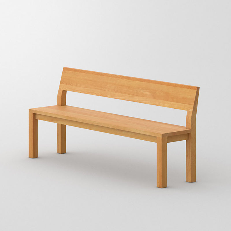 Pure wood hall bench in oak, solid wood seat and angled back support