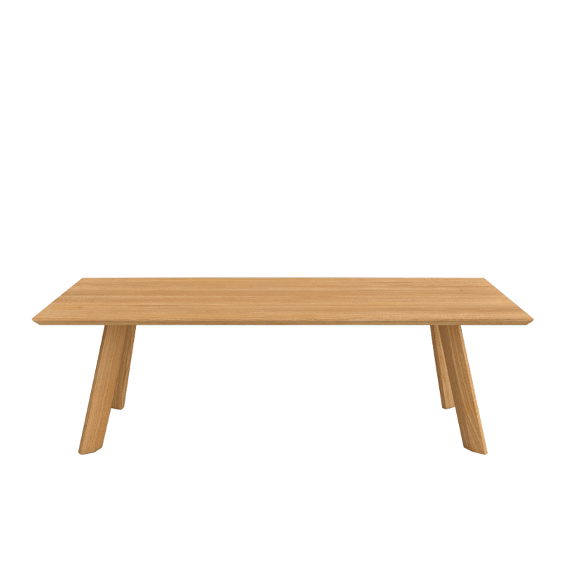 Rombi oak table with 4 angled rhombic legs in solid oak