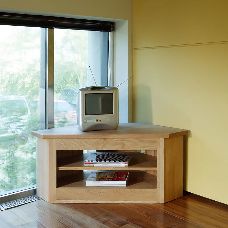 oak corner tv cabinet in oil finish