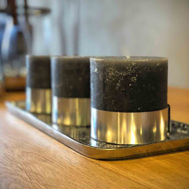 Candle with Steel Band 'Dark Grey'