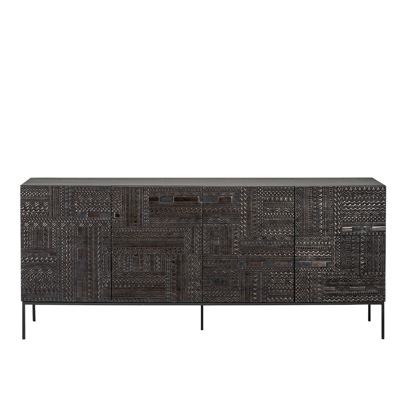 Ethnicraft Tabwa 4 dooe sideboard with hand carved detail