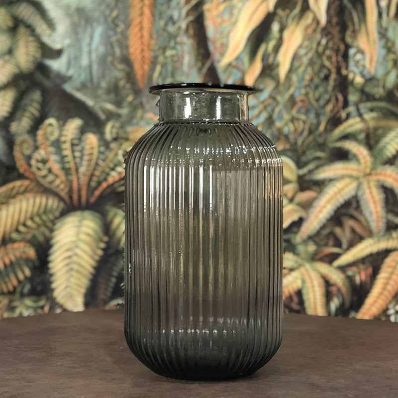 Charcoal Ribbed Vase