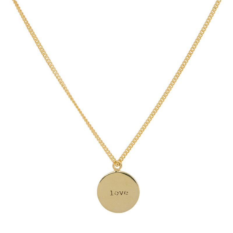 gold chain and round  disc pendant