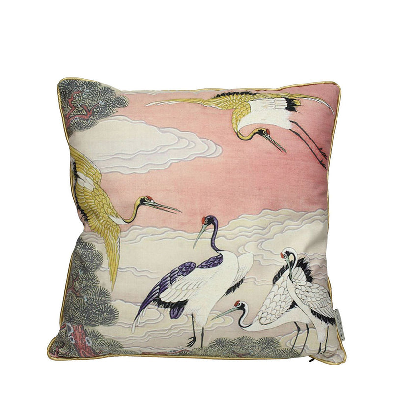 Cranes Blush Velvet Cushion