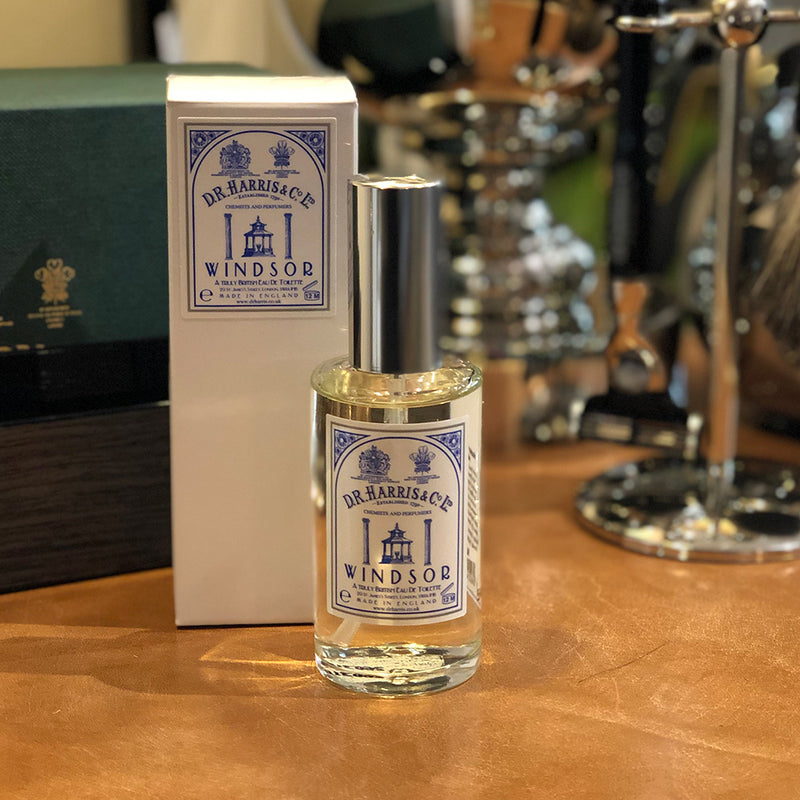 DR HARRis EDT spray fragrance for men in glass bottle,silver lid.
