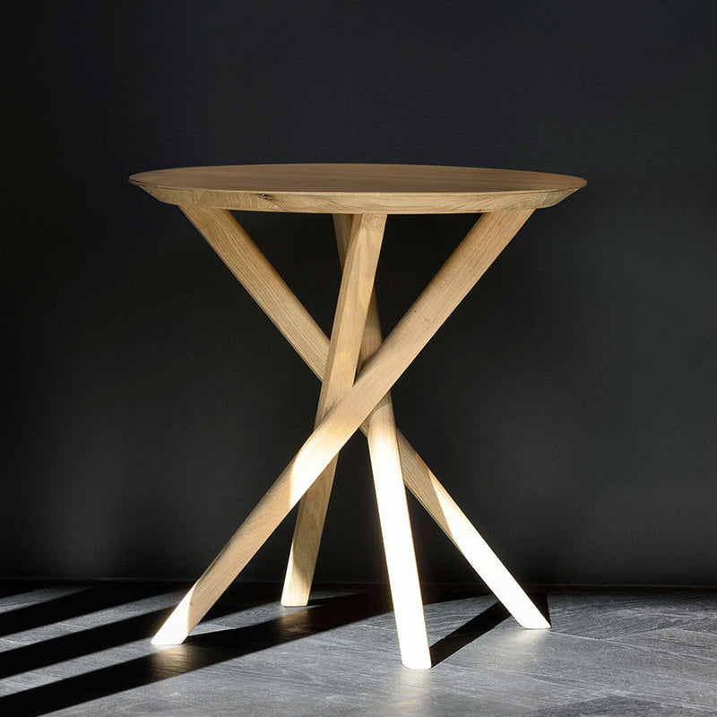elements solid oak side table with crossed  legs